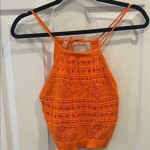 Say What? Vibrant Orange Crochet Tank Top